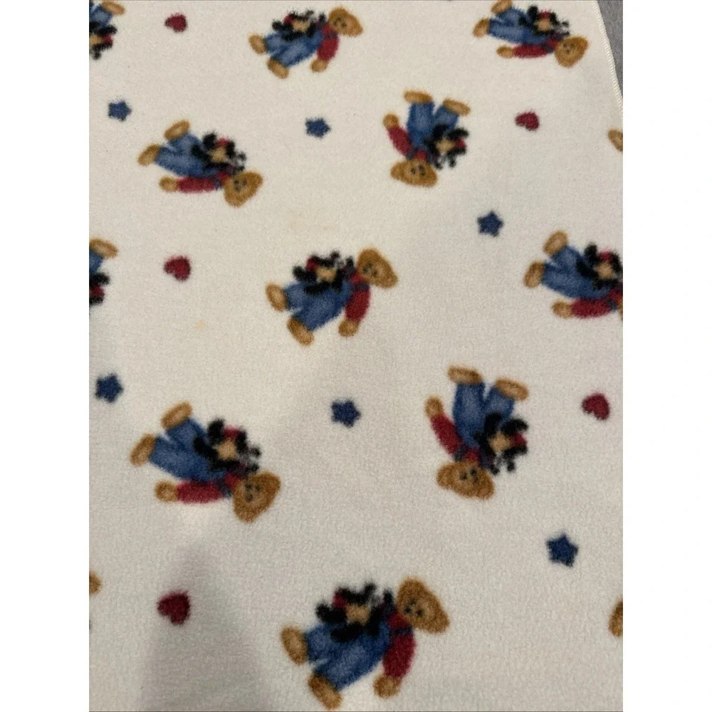 BJT Blue Jean Teddy Bear Fleece Baby‎ Blanket Hearts Stars 32 x 42 Welcome World